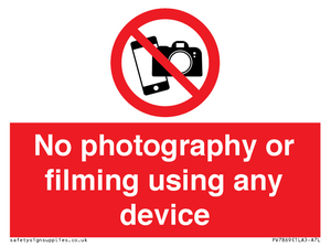 No photography or filming using any device