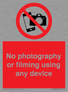 No photography or filming using any device