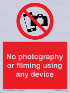 No photography or filming using any device