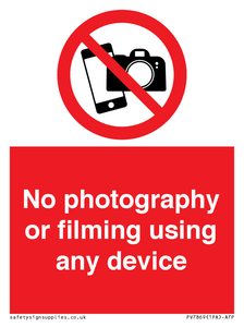 No photography or filming using any device