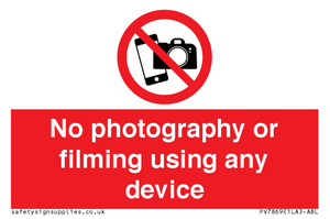 No photography or filming using any device