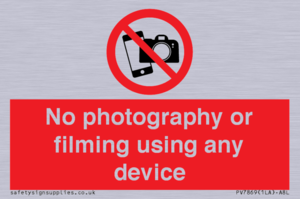 No photography or filming using any device