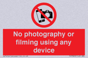 No photography or filming using any device