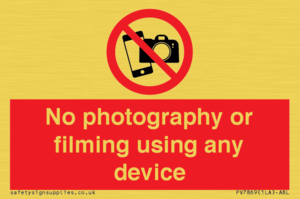No photography or filming using any device