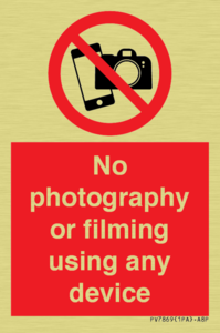 No photography or filming using any device