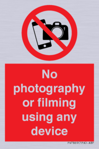 No photography or filming using any device