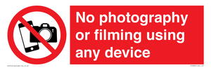 No photography or filming using any device
