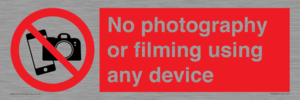 No photography or filming using any device