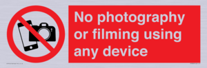 No photography or filming using any device
