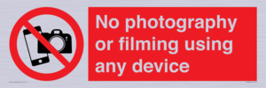 No photography or filming using any device