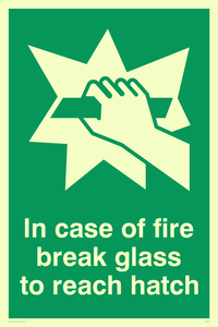 in case of fire break glass to reach hatch