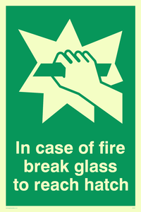 in case of fire break glass to reach hatch