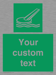 Custom sign safe condition Marine evacuation slide