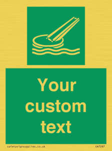 Custom sign safe condition Marine evacuation slide