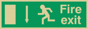 Fire Exit Down Arrow  - 92/58 EEC Sign
