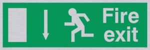 Fire Exit Down Arrow  - 92/58 EEC Sign