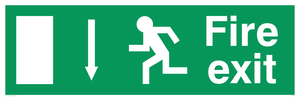 Fire Exit Down Arrow  - 92/58 EEC Sign