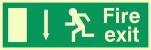Fire Exit Down Arrow  - 92/58 EEC Sign