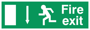 Fire Exit Down Arrow  - 92/58 EEC Sign