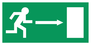 arrow right & running man symbol only - safety sign