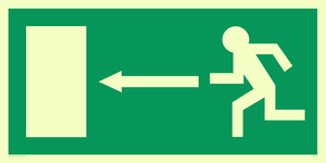 arrow left & running man symbol only - safety sign