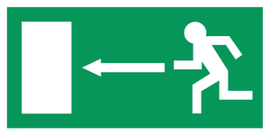 arrow left & running man symbol only - safety sign