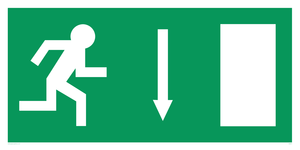 arrow down & running man symbol only - safety sign