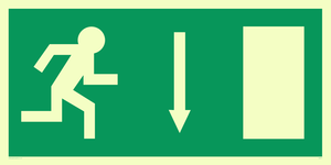 arrow down & running man symbol only - safety sign