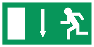 arrow down & running man symbol only - safety sign