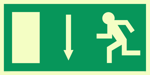 arrow down & running man symbol only - safety sign