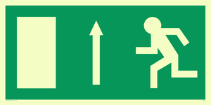 arrow up & running man symbol only - safety sign