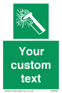 Custom sign safe condition emergency hammer