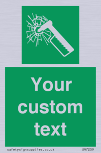 Custom sign safe condition emergency hammer