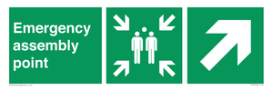 Emergency assembly point directional Up right arrow