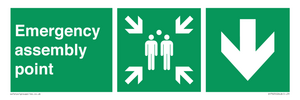 Emergency assembly point directional Down arrow