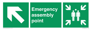 Emergency assembly point directional down Up left arrow
