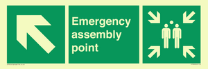 Emergency assembly point directional down Up left arrow