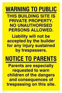 Building site public warning