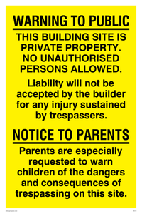 Building site public warning