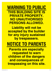 Building site public warning