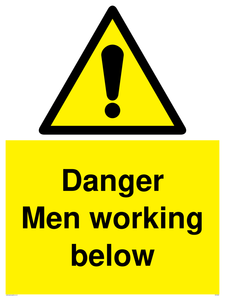 Danger Men working below sign 