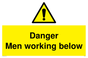 Danger Men working below sign 