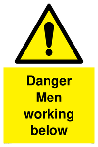 Danger Men working below sign 