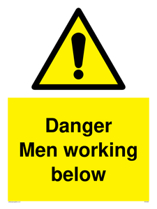 Danger Men working below sign 