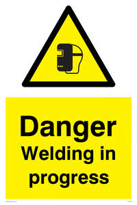 Welding in progress sign 
