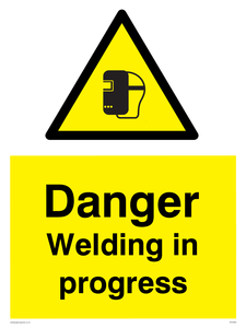 Welding in progress sign 
