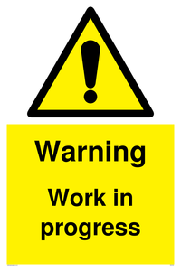 Warning Work in progress sign 