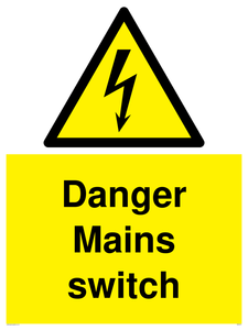 Danger Mains switch sign 