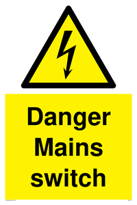 Danger Mains switch sign 
