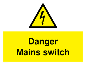 Danger Mains switch sign 